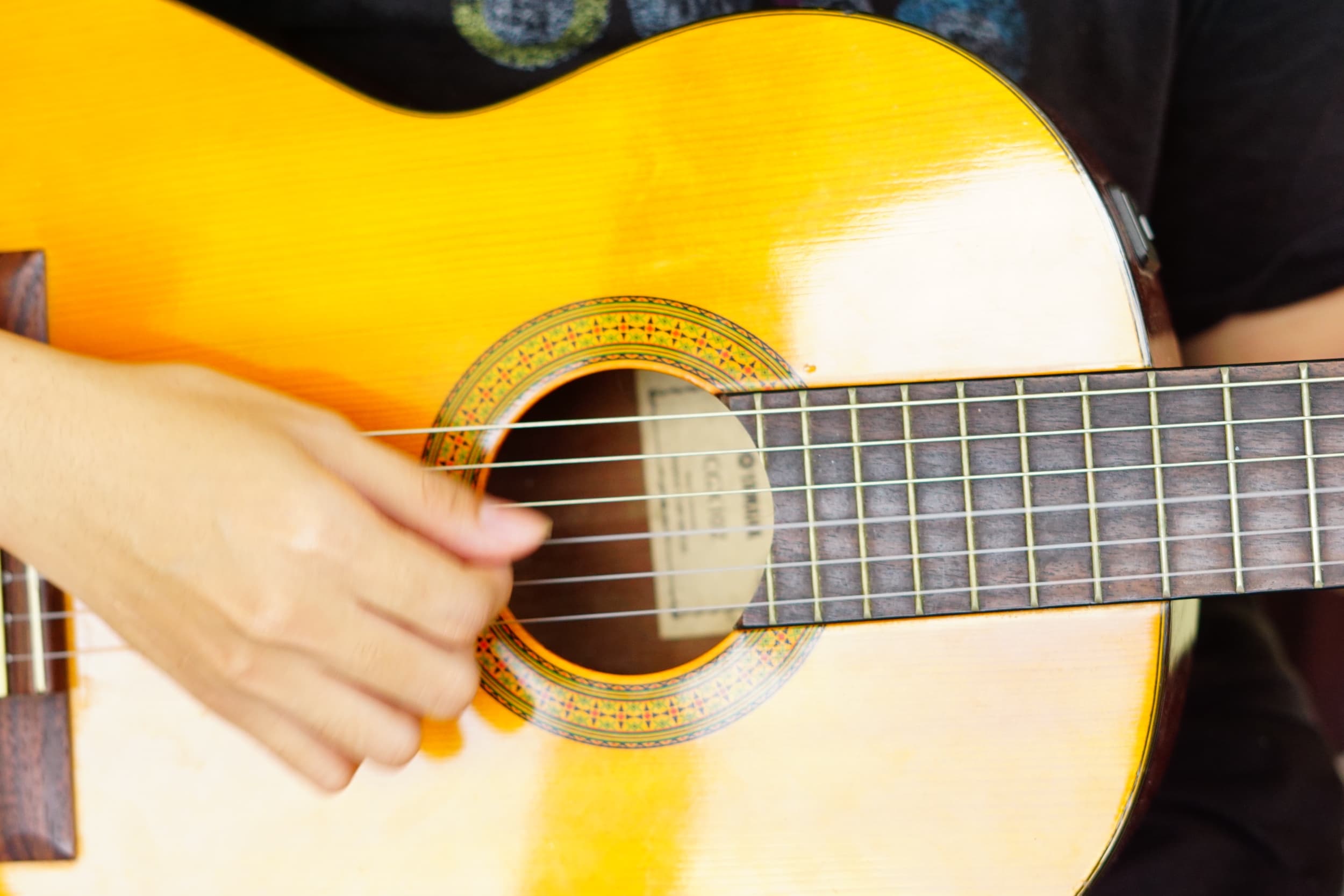 Close Up Shot Of a Hand Playing The Guitar